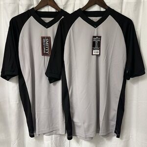 SMITTY BKS-207 Grey with Black Side Panel Basketball Official Shirt LOT OF 2 NWT